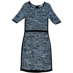 Banana Republic Womens Dress size Medium Black White Tweed Back Zip 100% Cotton